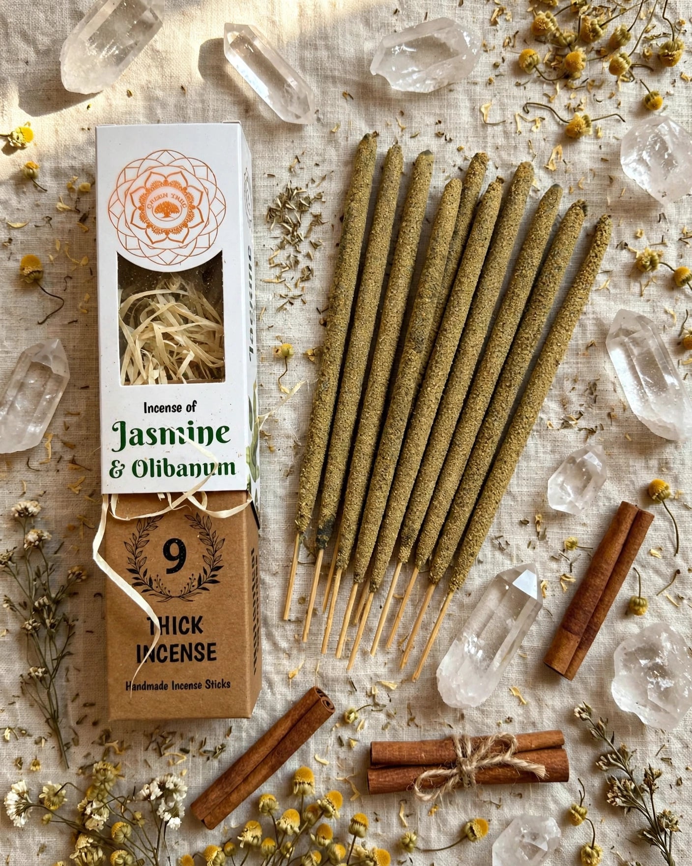 Rankų darbo stori smilkalai „Jasmine & Olibanum“